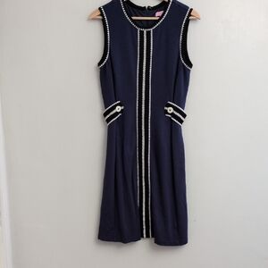 Lilly Pulitzer Shift  Dress S Navy Blue Knit Sleeveless Retro Stretch